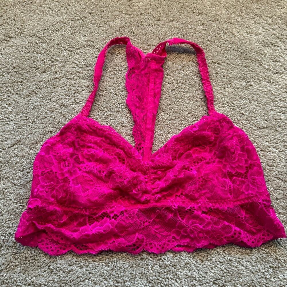 PINK Victoria’s Secret Hot Pink Very Sexy Bralette Size Large Unpadded Wirefree